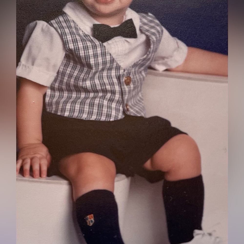 Alexis Kids One Piece with Bow Tie - Navy and White